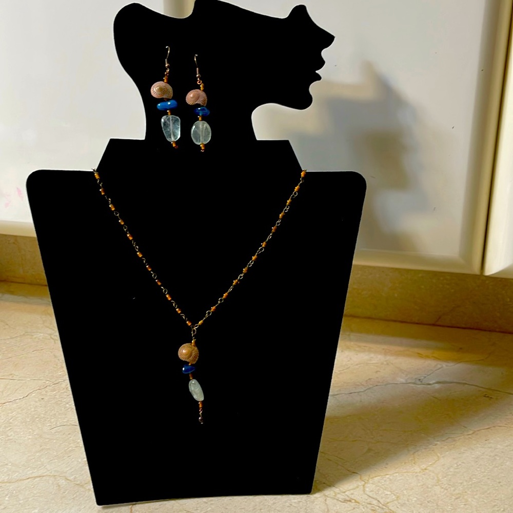 Necklace and earrings set. Made by me!